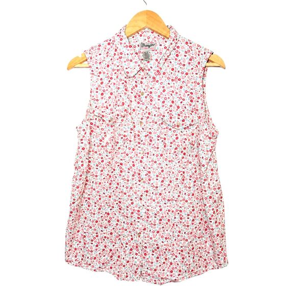 Wrangler Tops - Wrangler Sleeveless Western Ditsy Floral Pearl Snap Button Shirt XL Cotton